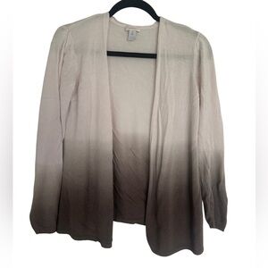 Chico’s Women’s Size 2 (L) Ombre Open Front Lightweight Cardigan – Neutral Fade
